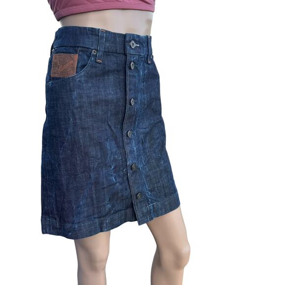 New Citizens of Humanity Blue Dark Wash Button Front Knee Length Jean Skirt 28 - Picture 2 of 11